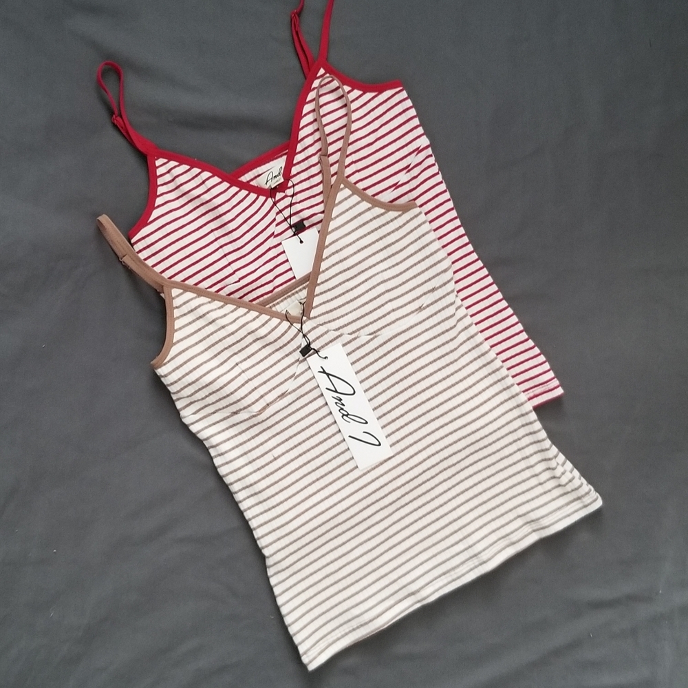 NEW!2 pack L pink & tan tank tops - Picture 2 of 13